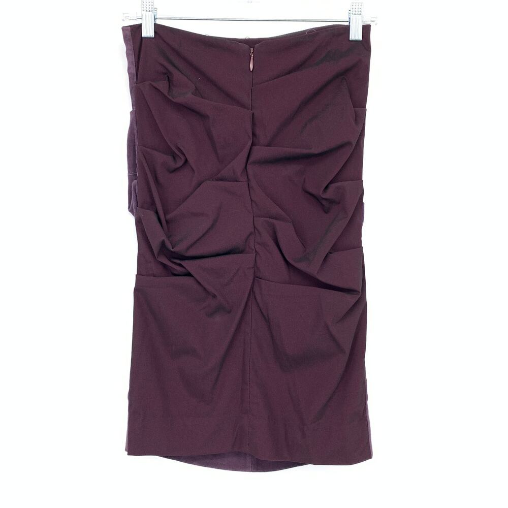 Nicole Miller Artelier Ruched Straight Skirt Womens Size 4 Purple Suede Leather - Picture 2 of 7